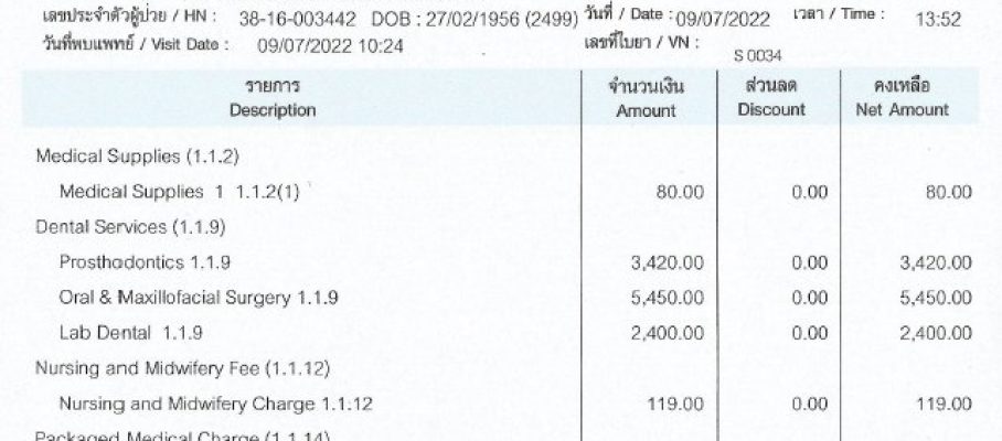 Dentist bill